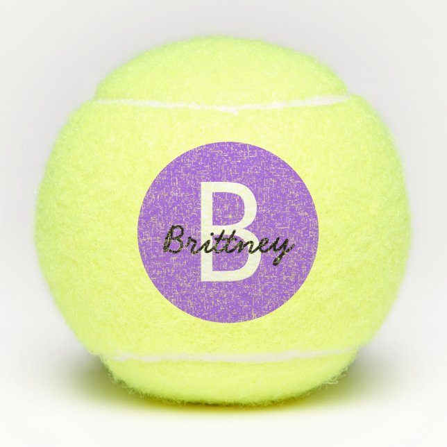 Pelotas De Tenis Monograma personalizado púrpura personalizado mode (Anverso)