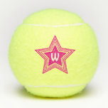 Pelotas De Tenis Monograma rosa de estrella superestrella inicial<br><div class="desc">Fácil de identificar superestrella rosa con tu primer monograma. Diseño de arte gráfico moderno para todos los jugadores de tenis superestrellas. Perfecto tanto para jugadores de equipo como para jugadores individuales.</div>
