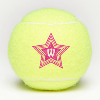 Pelotas De Tenis Monograma rosa de estrella superestrella inicial