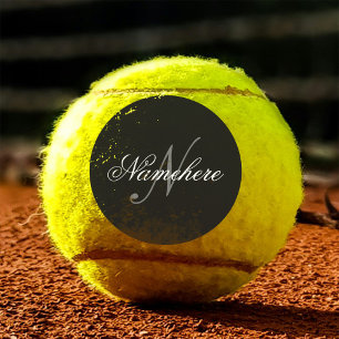Pelotas De Tenis Monograma único personalizado de nombre blanco y n