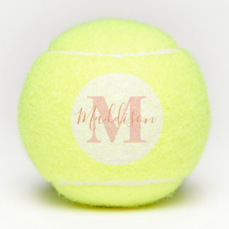 Pelotas De Tenis Monograma y nombre rosa milenario
