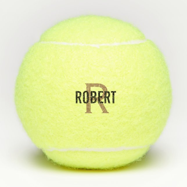 Pelotas De Tenis Monogramado de oro negro más moderno  (Anverso)