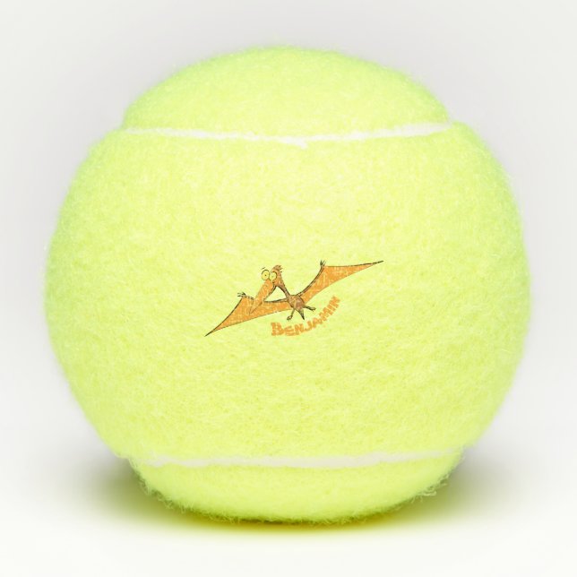 Pelotas De Tenis Naranja lindo y gracioso personalizado pterodáctil (Anverso)