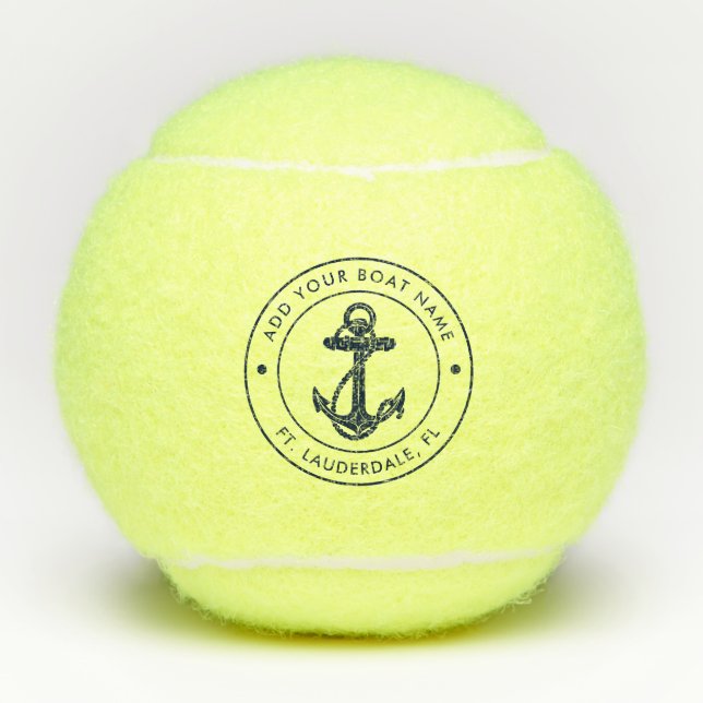 Pelotas De Tenis Nautical Anchor Bote Nombre Personalizado Azul de  (Anverso)