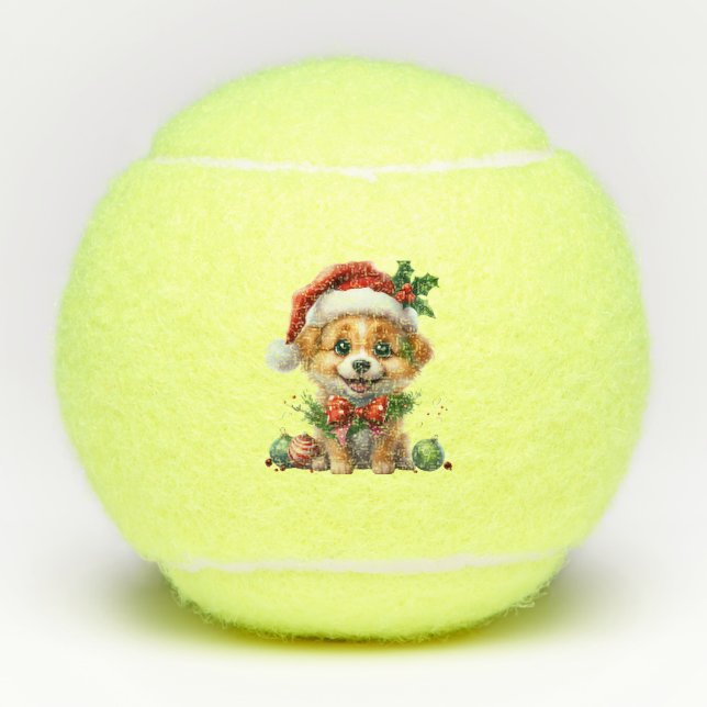 Pelotas De Tenis Navidades cortos con Santa Hat y Bow (Anverso)