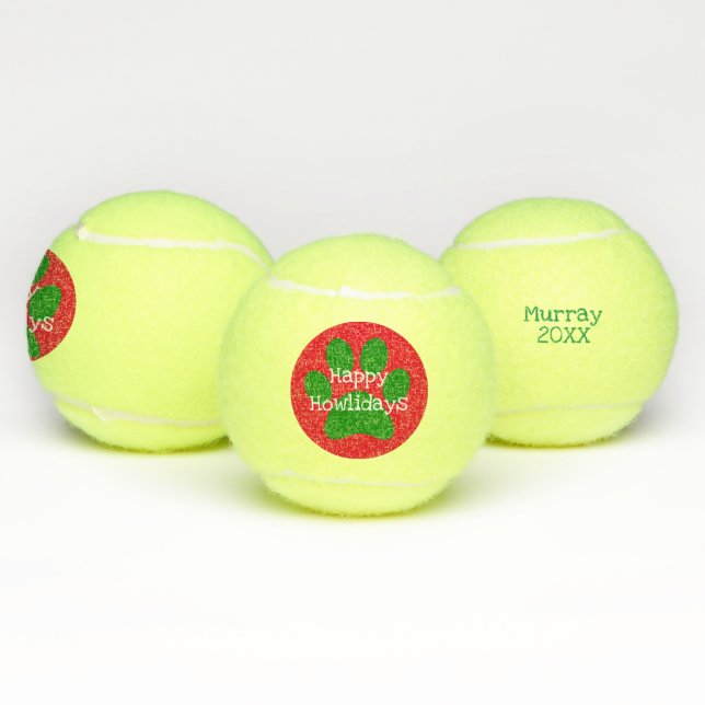Pelotas De Tenis Navidades de vacaciones Red Green Happy Howlidays (Múltiples)