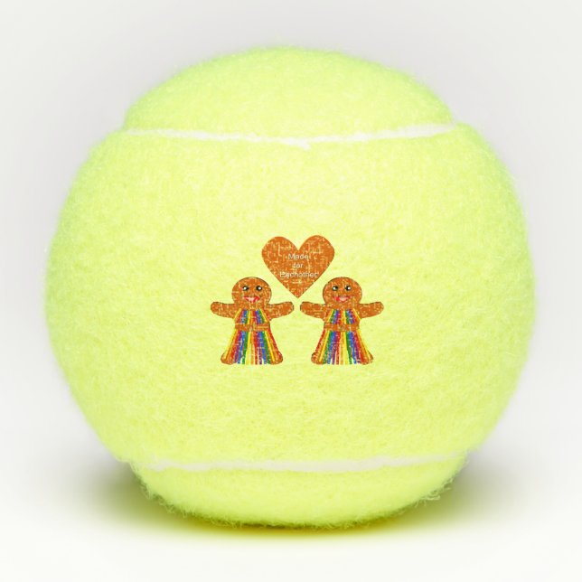 Pelotas De Tenis Navidades lesbianas Gingerbread Pareja de Damas (Anverso)