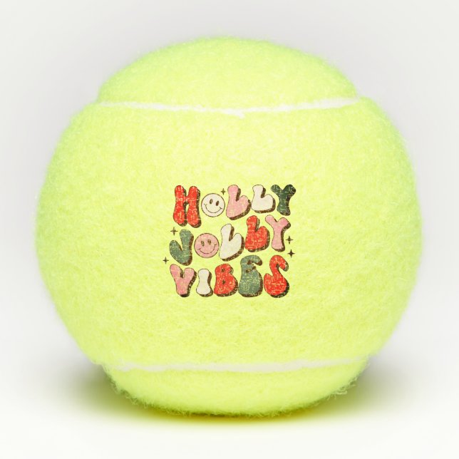 Pelotas De Tenis Navidades Retro Holly Jolly Vibes Festividades de  (Anverso)
