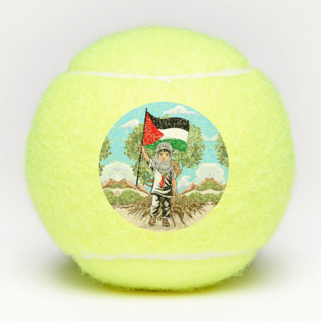 Pelotas De Tenis Niño con bandera palestina de Keffiyeh (Anverso)