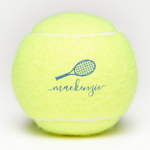 Pelotas De Tenis Nombre azul de guión elegante personalizado