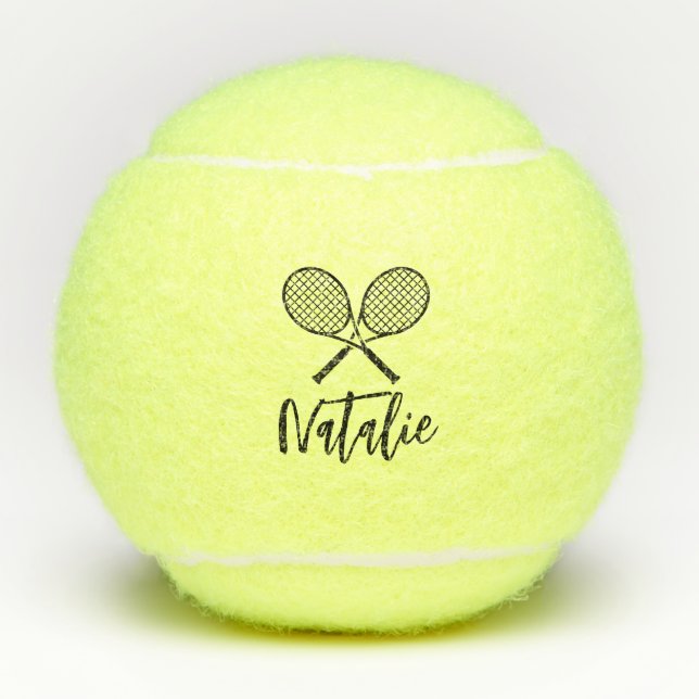 Pelotas De Tenis Nombre de guión elegante personalizado (Anverso)