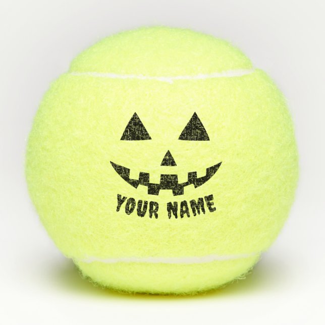 Pelotas De Tenis Nombre de Halloween de calabaza personalizada Blan (Anverso)