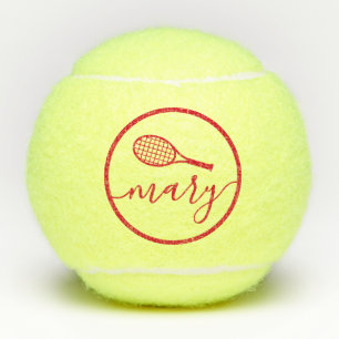 Pelotas De Tenis Nombre de script Bonito rojo personalizado