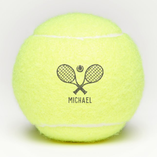 Pelotas De Tenis Nombre del jugador de tenis Monograma Personalizad (Anverso)