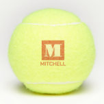 Pelotas De Tenis Nombre del Monograma del Juzgado de Arcilla Inicia<br><div class="desc">Bolas de tenis personalizadas impresas con un nombre o texto personalizado en un letra de letra serif en negrita y un sencillo monograma de tenis moderno. Cualquier jugador de tenis apreciaría el aspecto atrevido y moderno de estas pelotas de práctica monocroma rubricadas con un esquema de color de cancha de...</div>