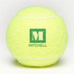Pelotas De Tenis Nombre del Monograma Inicial Verde Negrita Persona<br><div class="desc">Bolas de tenis personalizadas verdes impresas con un nombre o texto personalizado en un letra de letra serif en negrita y un sencillo monograma de tenis moderno. Cualquier jugador de tenis apreciaría el aspecto atrevido y moderno de un regalo de baile monogramado.</div>