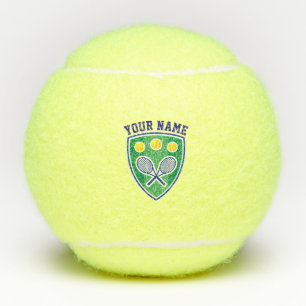 Pelotas De Tenis Nombre del monograma y amarillo personalizados del