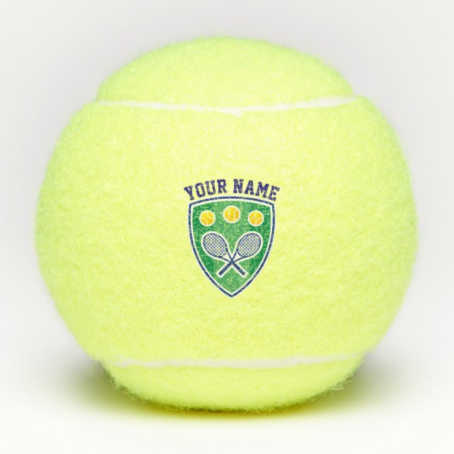Pelotas De Tenis Nombre del monograma y amarillo personalizados del (Anverso)