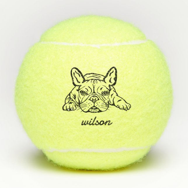 Pelotas De Tenis Nombre personalizado Cute Bulldog francés Frenchie (Anverso)