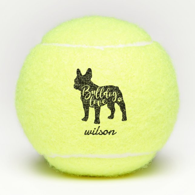 Pelotas De Tenis Nombre personalizado Cute Bulldog francés Frenchie (Anverso)