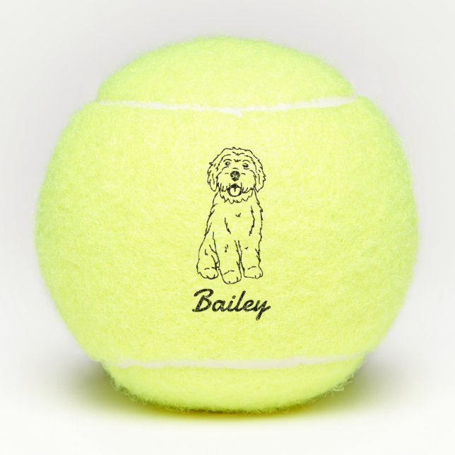 Pelotas De Tenis Nombre personalizado Cute Goldendoodle Labradoodle (Anverso)