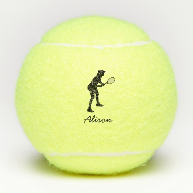 Pelotas De Tenis Nombre personalizado de Chica de tenis personaliza (Anverso)
