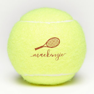 Pelotas De Tenis Nombre Personalizado Guión Elegante Borgoña