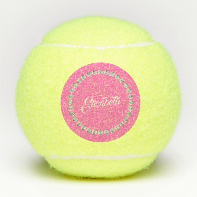 Pelotas De Tenis Nombre personalizado Ilustracion de diamantes fond (Anverso)