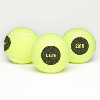 Pelotas De Tenis Nombre y fecha de encargo en punto negro