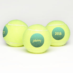 Pelotas De Tenis Nombre y fecha de encargo en punto verde verde