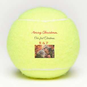 Pelotas De Tenis Nuestra primera Navidad agregar nombre foto boda c