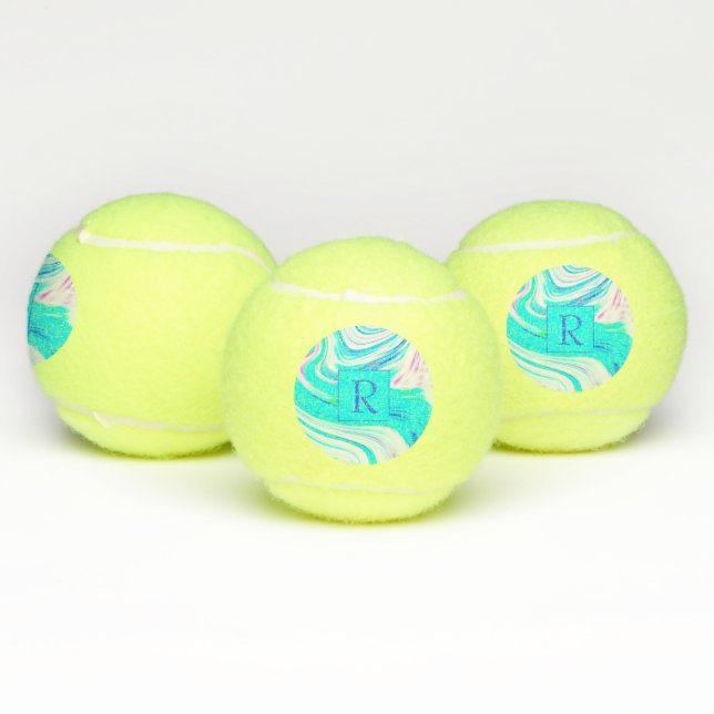 Pelotas De Tenis Ondas rosas blancas azules verde azuladas Resumen  (Múltiples)