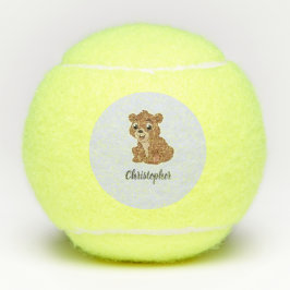 Pelotas De Tenis Oso marrón lindo azul