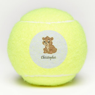 Pelotas De Tenis Oso marrón lindo azul