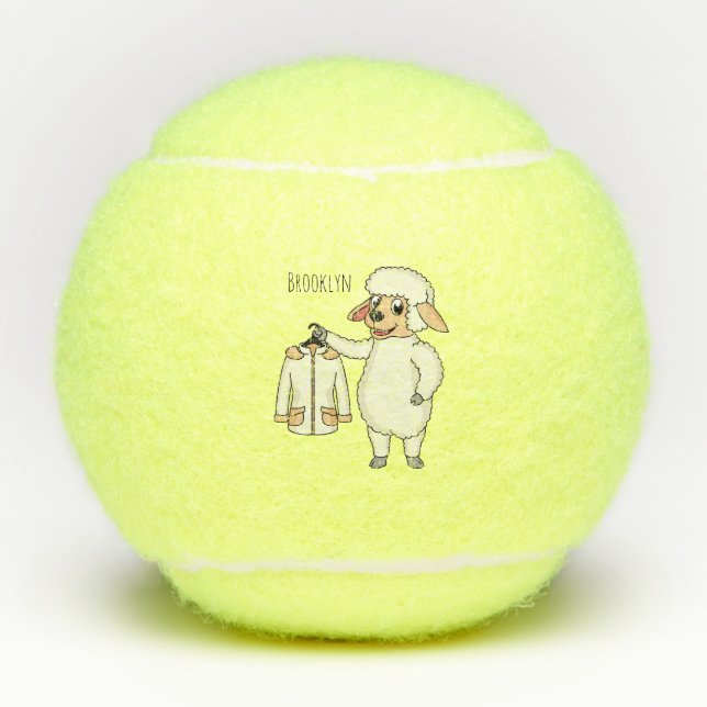 Pelotas De Tenis Oveja linda con chaqueta dibujo animado (Anverso)