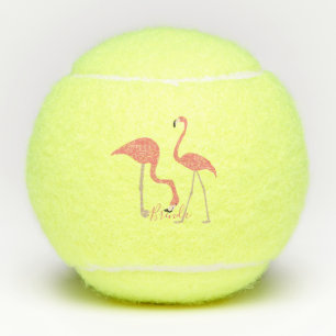 Pelotas De Tenis Pareja De Flamencos Rosados Monogramada