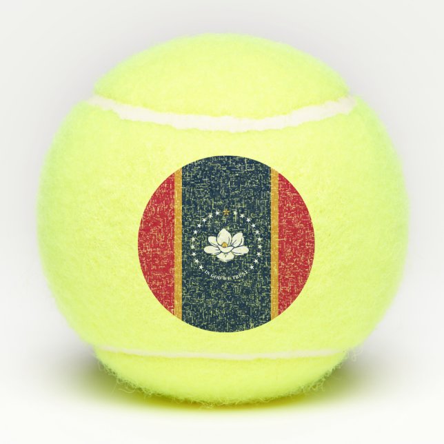 Pelotas De Tenis Patriotic Tennis Ball with Flag of Mississippi, US (Reverso)