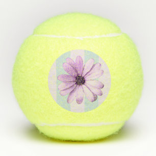 Pelotas De Tenis patrón de margarita rayada azul y morado