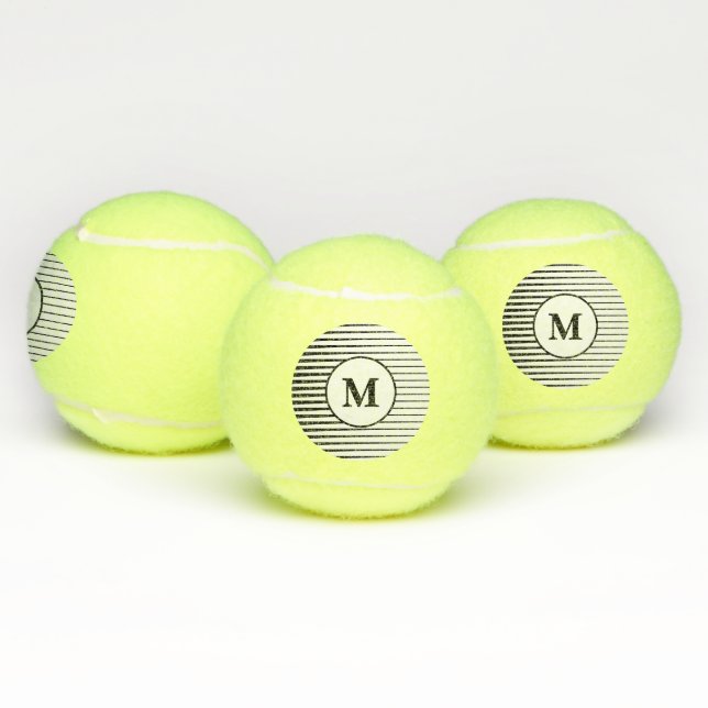 Pelotas De Tenis Patrones De Rayas Negra Y Blanca Monogramas Elegan (Múltiples)