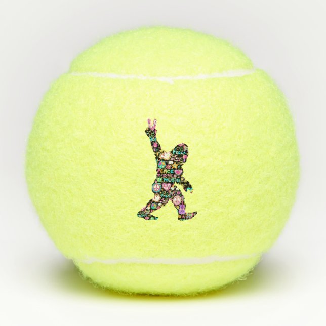 Pelotas De Tenis Peace Love Bigfoot Hippie Funny Bigfoot Lover (Anverso)