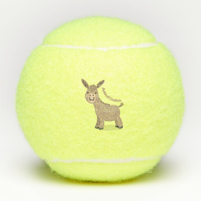 Pelotas De Tenis Pequeño y feliz ilustracion de personalizado de bu (Anverso)