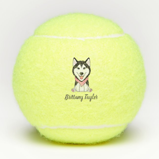 Pelotas De Tenis Perro blanco y negro sin cáscara (Anverso)