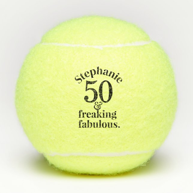 Pelotas De Tenis Personalizado 50 y fabuloso cumpleaños (Anverso)