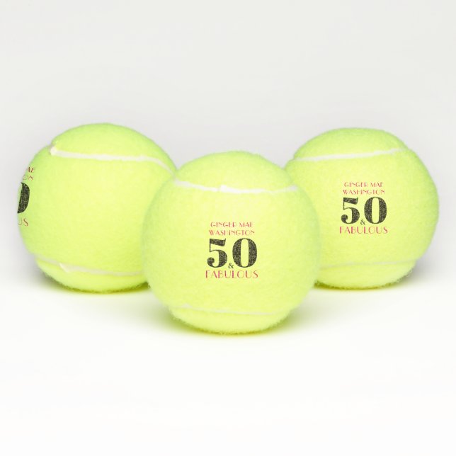 Pelotas De Tenis Personalizado 50 y fabuloso cumpleaños (Múltiples)