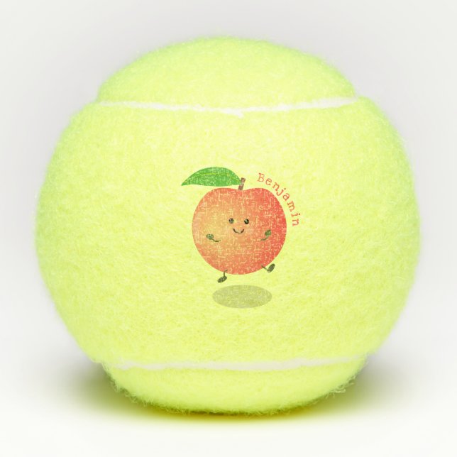 Pelotas De Tenis Personalizado amarillo de melocotón alegre (Anverso)