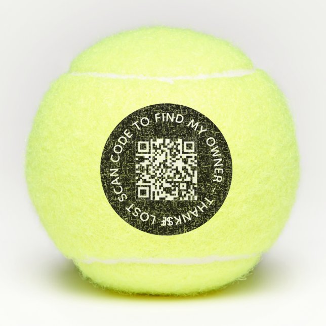 Pelotas De Tenis Personalizado código QR escanear texto buscar info (Anverso)