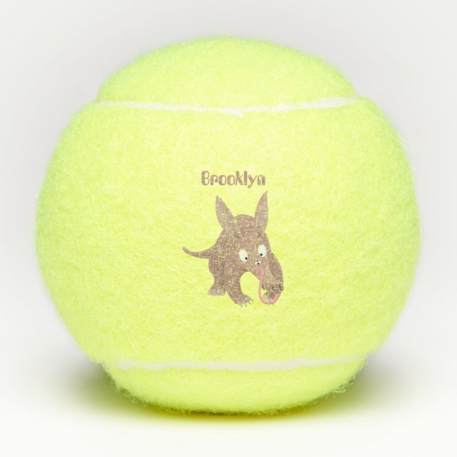 Pelotas De Tenis Personalizado de aardvark gracioso (Anverso)