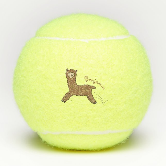 Pelotas De Tenis Personalizado de alpaca marrón feliz (Anverso)