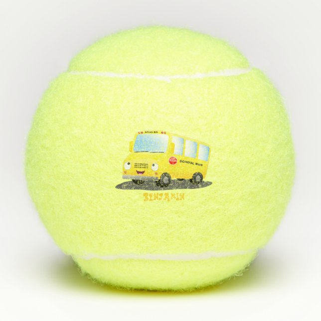 Pelotas De Tenis Personalizado de autobús escolar alegre y amarillo (Anverso)