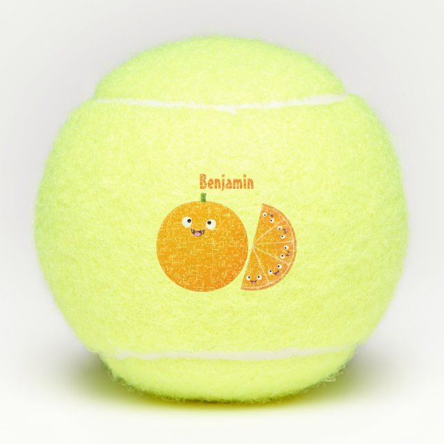Pelotas De Tenis Personalizado de cítricos de feliz naranja (Anverso)